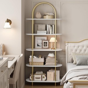 71'' 5 Tier Metal Collapsible Book Shelf, Portable Bookcase Storage Organizer - 1 of 4