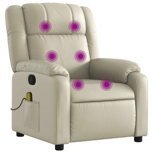vidaXL Massage Recliner Chair, Adjustable Recliner with 6-Point Vibration Massage, Cream Leather - 1 of 4