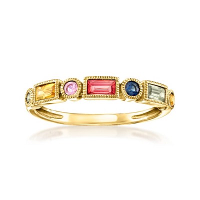 Ross-Simons 0.52 ct. t.w. Multicolored Sapphire Ring in 14kt Yellow Gold