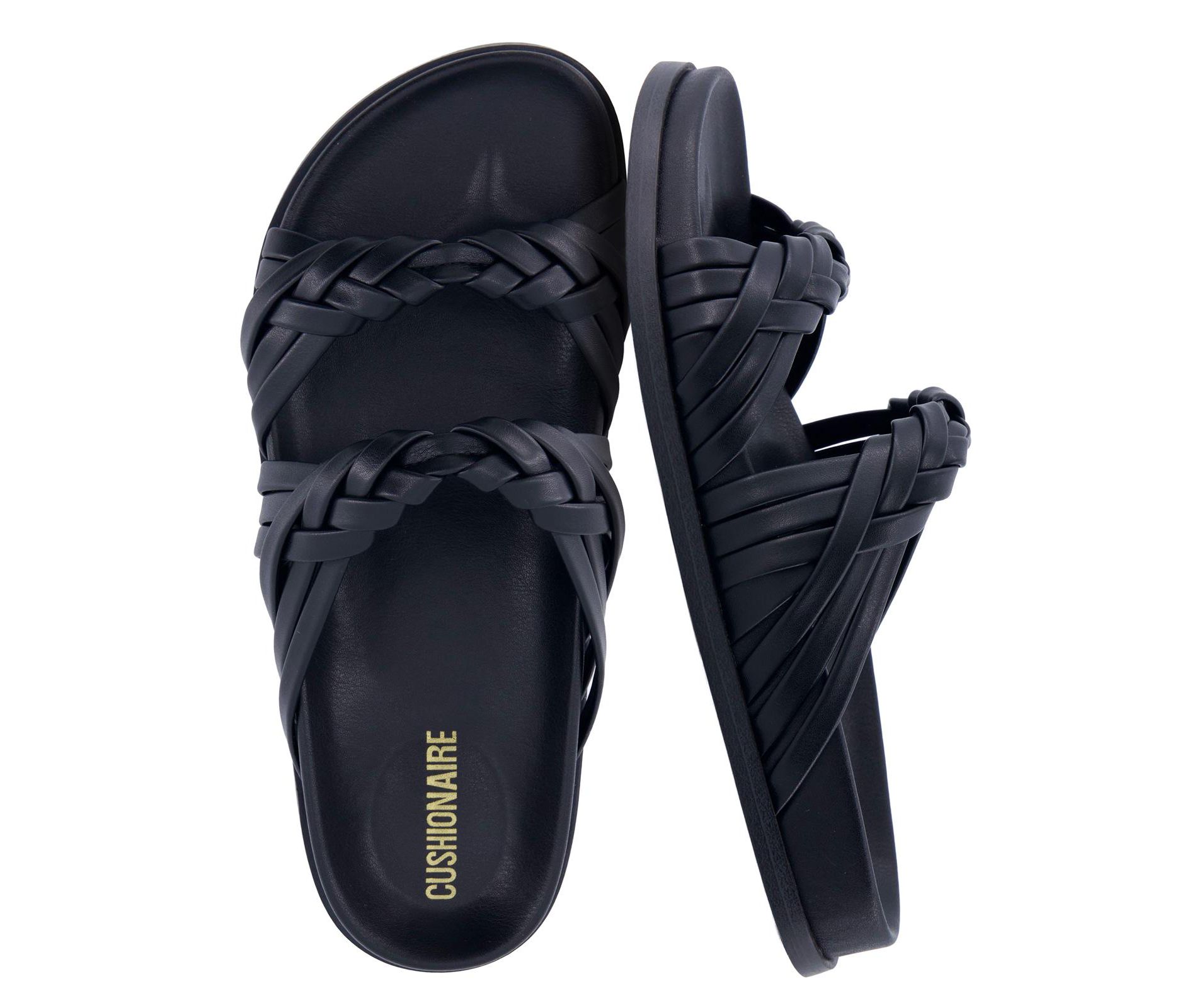 CUSHIONAIRE Lens Womens Sandals with Arch Support, Comfortable Sandals for Women with Braided Strap and Cushioned Footbed