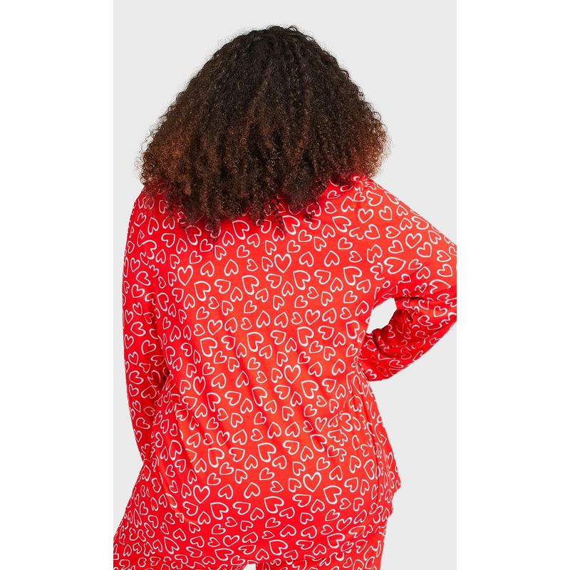 Women's Plus Size Button Through Sleep Top - red heart | AVENUE, 4 of 7