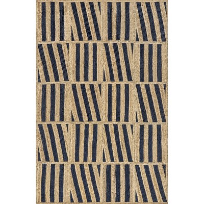 Nuloom Nalle Tilted Stripes Jute Indoor Area Rug 5' x 8' in Blue