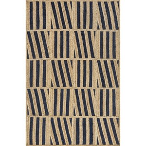 Nuloom Nalle Tilted Stripes Jute Indoor Area Rug 5' x 8' in Blue - 1 of 4