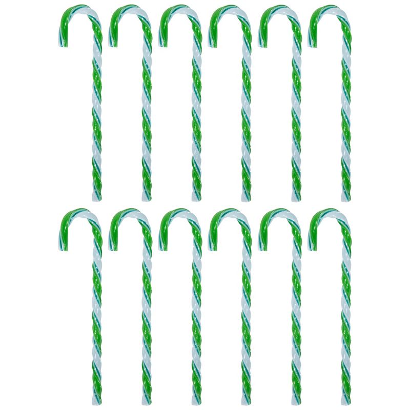 Northlight Twist Candy Cane Christmas Ornaments - 6" - Green and White - 12 ct, 1 of 7