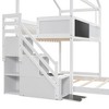 Kumasinova Twin-Over-Full House Bunk Bed with Storage Staircase & Blackboard – Pine Wood Bed Frame, Pitched Roof + Window, Fence-Shaped Guardrails - 4 of 4