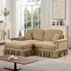 Elegant Mid-Century 2-Seater Modular L-Shaped Sectional Sofas, Removable Skirt, Spindle Legs & Movable Ottoman ¨C Comfy Chenille Loveseat Couch - 2 of 4