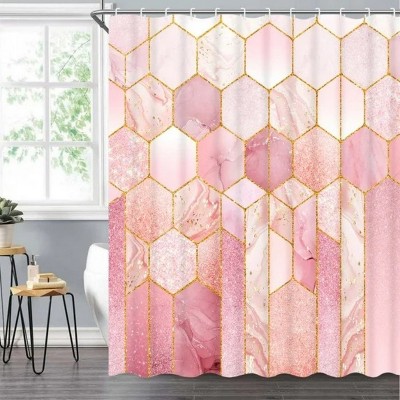 LunaLulinlk Shower Curtain with Hooks, Pink
