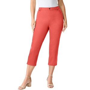 Roaman's Women's Plus Size Tall Denim 24/7 Iconic Capri Jean - 1 of 4