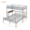 Twin over Full Metal Bunk Bed Frame with Desk, Twin Size Loft Bed with Separate Full Size Lower Bed for Kids - 2 of 4