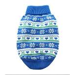 Doggie Design Combed Cotton Snowflakes and Hearts Dog Sweater- Blue