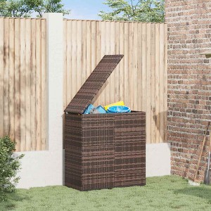 Cushion Box Brown PE Rattan, Powder-Coated Steel - 1 of 4