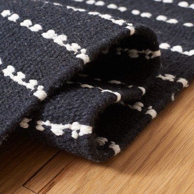 Handmade Black and Ivory Wool Flat Woven 6' x 9' Area Rug