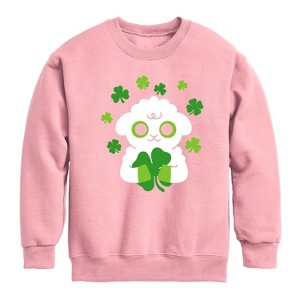 Boys' - Instant Message - St. Patrick's Day Sheep Holding a Shamrock Graphic Long Sleeve Fleece Sweatshirt - 1 of 4