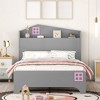 House Platform Bed, Full/Twin Size Bed Frame, Wood Platform Bed With Storage Headboard For Kids - 2 of 4