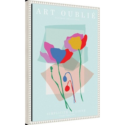 Beaded White Framed Abstract Floral Canvas Wall Art