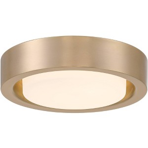 360 Lighting Jayson 12 3/4" Modern Flush-Mount Ceiling Light Fixture Kitchen Foyer Hallway Round Flat LED Dimmable Satin Bronze Finish White Glass - 1 of 4