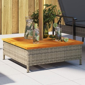vidaXL Parasol Base Cover Gray 27.6"x27.6"x9.8" Poly Rattan and Acacia - 1 of 4