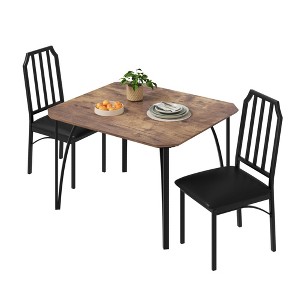 Kitchen Table and Chairs for 4 with with Chamfer Design, Dining Table Set with Cushion Seats - 1 of 4