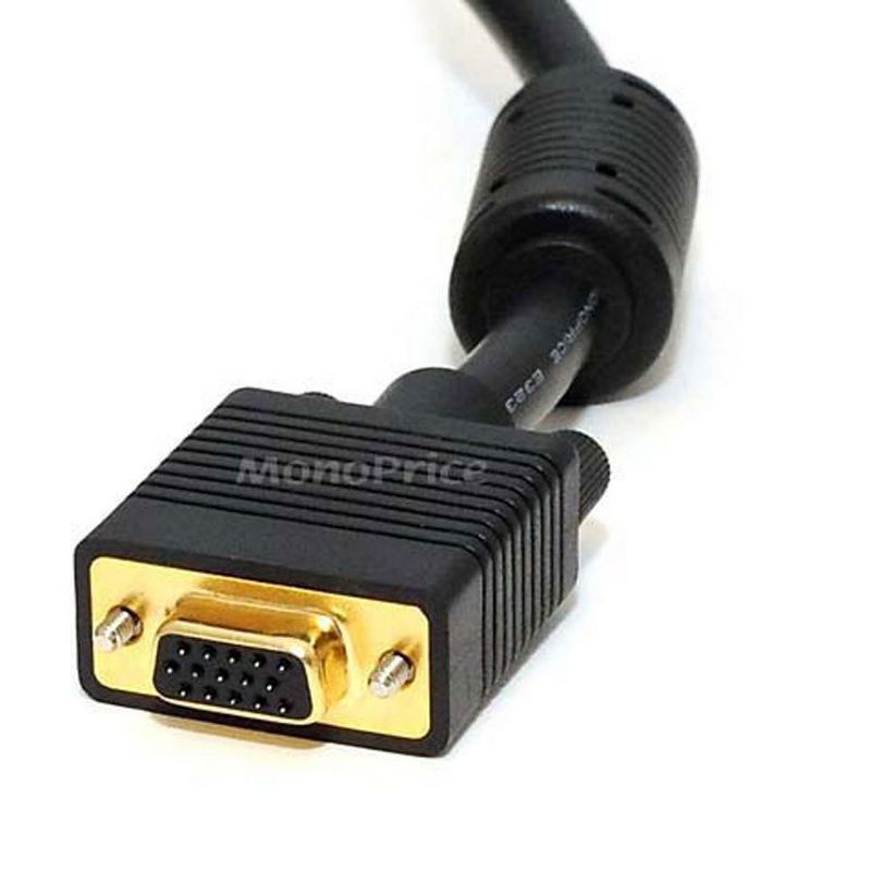Monoprice Super VGA Extension Cable - 6 Feet - Black | Male to Female Monitor Cable with Ferrite Cores (Gold Plated), 2 of 4