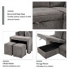 CIPACHO 104.5" Modern L-Shape 3 Seat Reversible Sectional Couch, Pull Out Sleeper Sofa with Storage Chaise and 2 Stools  Furniture Set,Knox Charcoal - 2 of 4