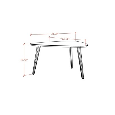 Utopia Mid-Century Triangular White Gloss Wood Coffee Table with Storage