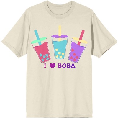 Bobadorable I Love Boba Tea Unisex Adult Natural Graphic Tee