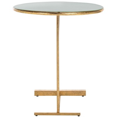 Hunter Green and Gold Metal Round C Table