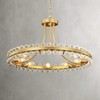 Rennnsan Wivra 23" W 9 - Light Wagon Wheel Beaded Crystal Mid-Century Modern Dimmable Flush Mount Chandelier in Gold - 4 of 4