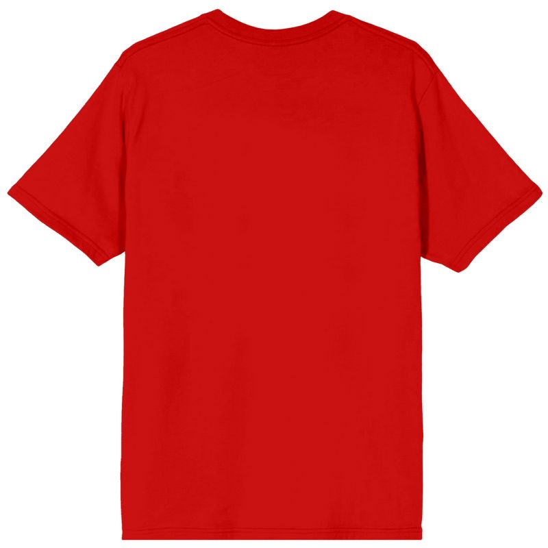 Apple Black Character Silhouette On Rainy Red Sky Crew Neck Short Sleeve Red Men's T-shirt, 3 of 4