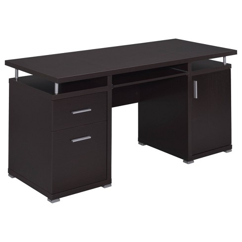 Prepac Milo Desk with Side Storage and 2 Drawers - Black