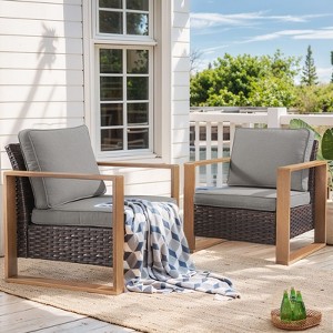 Gymojoy 2 Pieces Outdoor Patio Chair Dining Chair with Cushion High Back Chair - 1 of 4