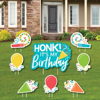 Big Dot of Happiness Honk, It's My Birthday - Yard Sign and Outdoor Lawn Decorations - Birthday Party Parade Yard Signs - Set of 8