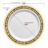 Smarty Had A Party 7.5" White w/ Black and Gold Royal Rim Plastic Salad Plates - 120 pcs - 3 of 4