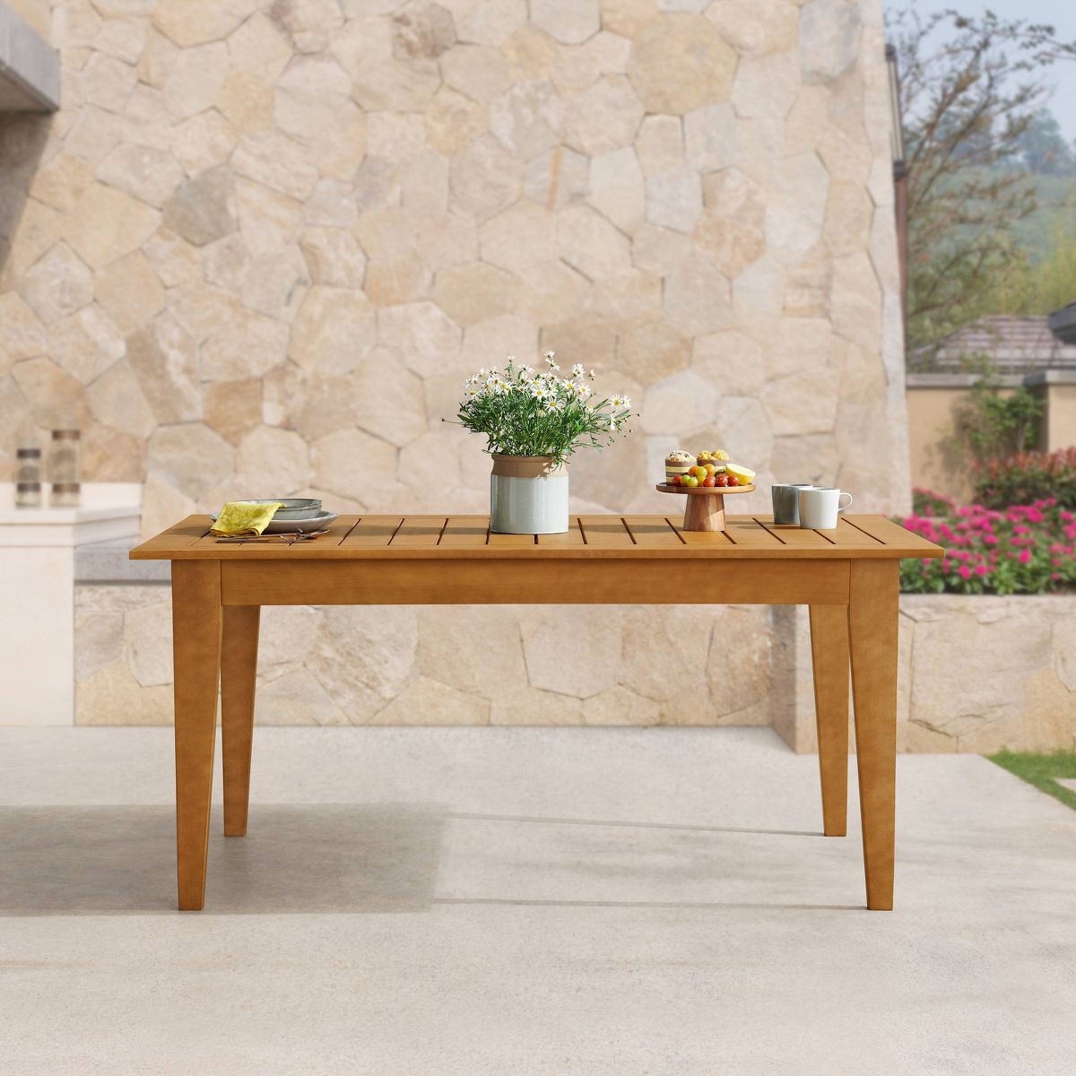 Alaterre Furniture Barton Eucalyptus Wood Rectangle Outdoor Dining Table - thumbnail 7
