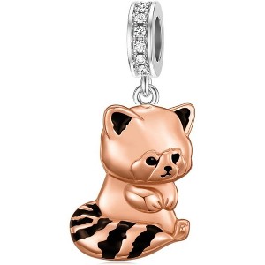 Sterling Silver Rose Gold Panda Charm - Red Panda Bead for Bracelets & Necklaces, Gift for Women - 1 of 4