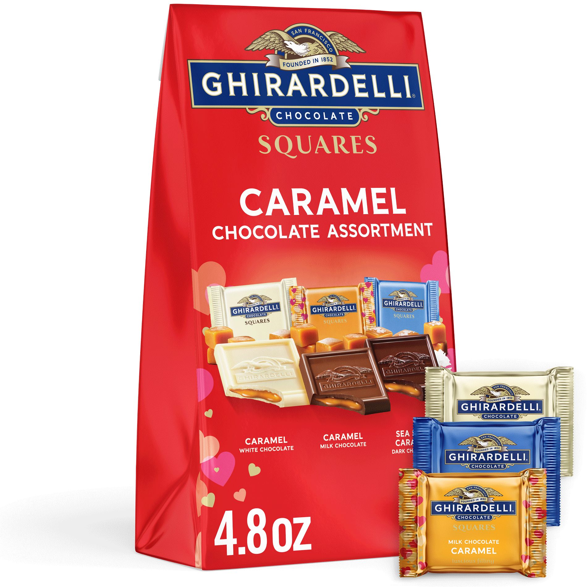 Ghirardelli Valentine's Chocolate Caramel Squares Assortment Candy Bag - 4.8oz