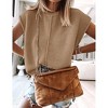 Womens Summer Cap Sleeve Tops Trendy Casual Crew Neck Knit Lightweight Sweater Pullover Top - 2 of 4