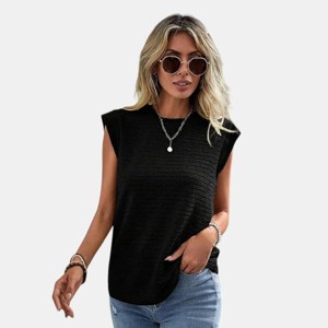 Women's Round Neck Sleeveless Jersey Top- Cupshe - 1 of 4