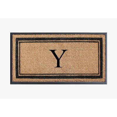 A1HC Natural Rubber Coir Outdoor Doormat 24x48 Monogrammed Anti-Shed Treated Durable Front Door Mat