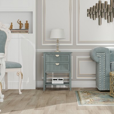 2-Drawer Side Table Modern Nightstand With 2 Drawers Freestanding End Table Multi-functional Bedside Table