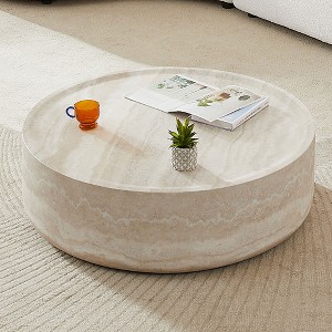 Round Coffee Table Faux MARS Pattern Cocktail Table Center Table Accent Table Sofa Side Table End Table - ModernLuxe - 1 of 4