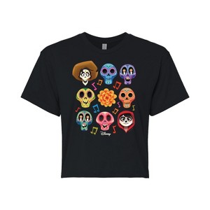 Women's - Coco - Musical Skulls -Adult Cropped Tee Cropped Graphic T-Shirt - 1 of 4