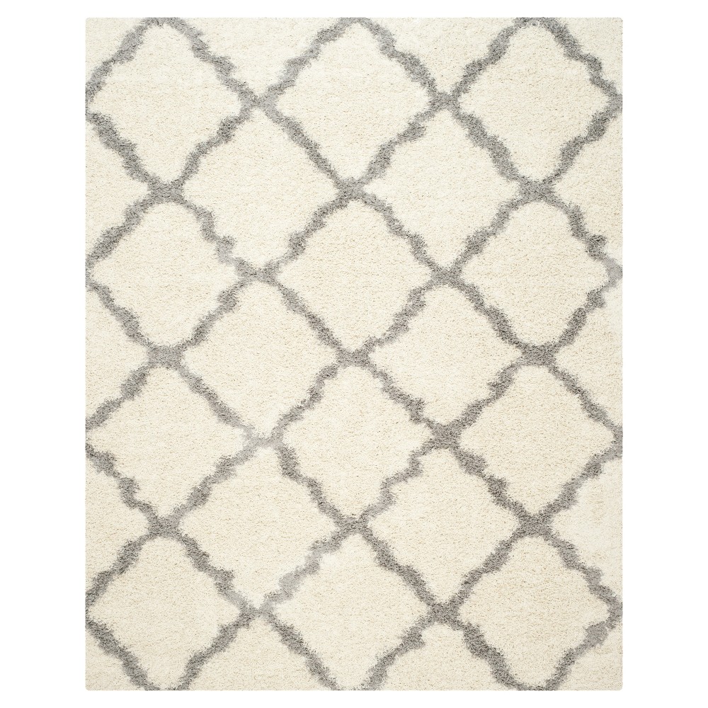 Ivory/Gray Geometric Shag/Flokati Loomed Area Rug - (5'1inx7'6in) - Safavieh