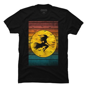 Men's Design By Humans THE MIDNIGHT WITCH ON BROOM By punsalan T-Shirt - 1 of 2