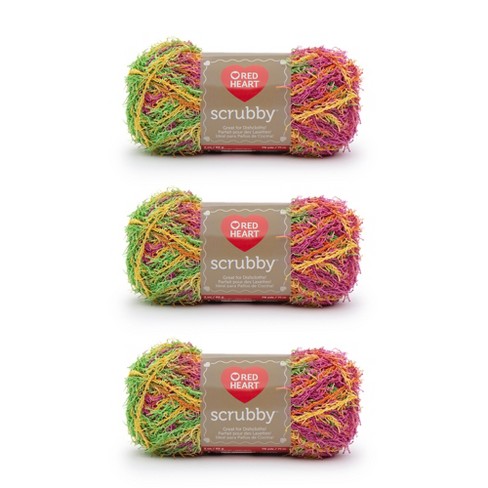 Red Heart Scrubby Tropical Yarn - 3 Pack of 85g/3oz - Polyester - 4 Medium  (Worsted) - 78 Yards - Knitting/Crochet