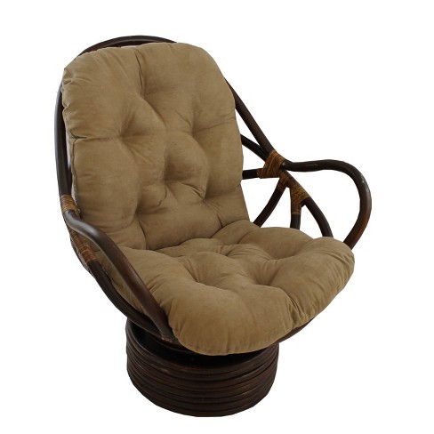 Rattan Swivel Rocker With Micro Suede Cushion Java Brown