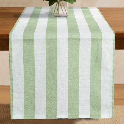 Folkulture Fall Table Runners Striped Boho Table Runners for Farmhouse Decor | White & Green Table Runner for Fall Decor