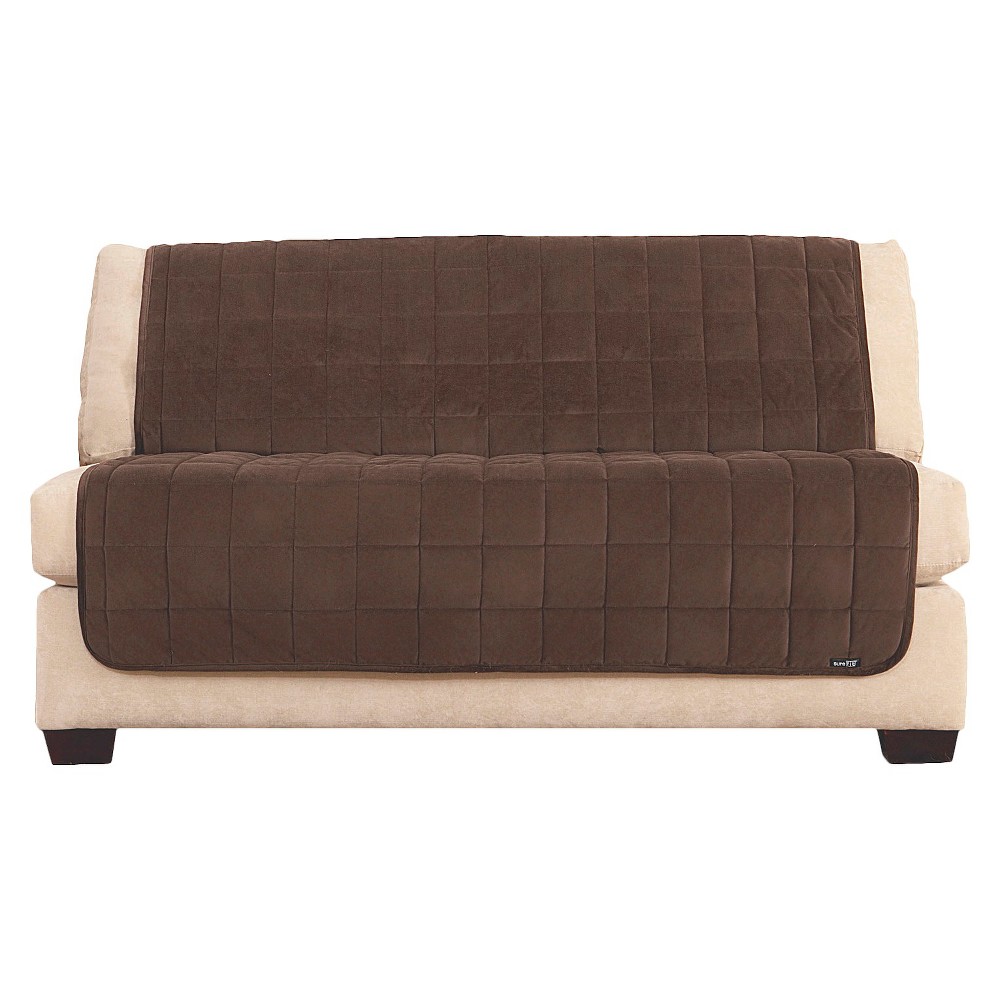 Photos - Furniture Cover Antimicrobial Quilted Armless Loveseat Furniture Protector Chocolate - Sur