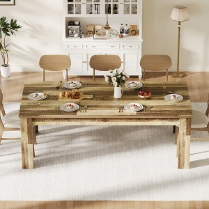 Dining Table for 6-8, 71" Rectangular Farmhouse Kitchen Table, Wooden Dining Room Table - 1 of 4