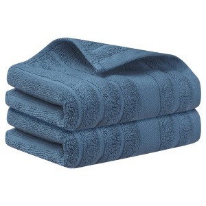Unique Bargains Cotton Striped Pattern Comfortable Hand Towels for Bathroom Travel 2 Packs - 1 of 4